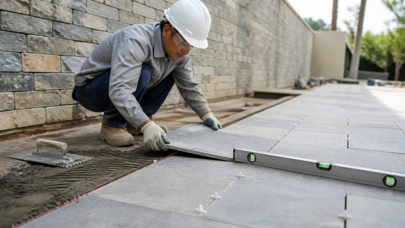 Quy trình thi công đá lát theo dây mốc