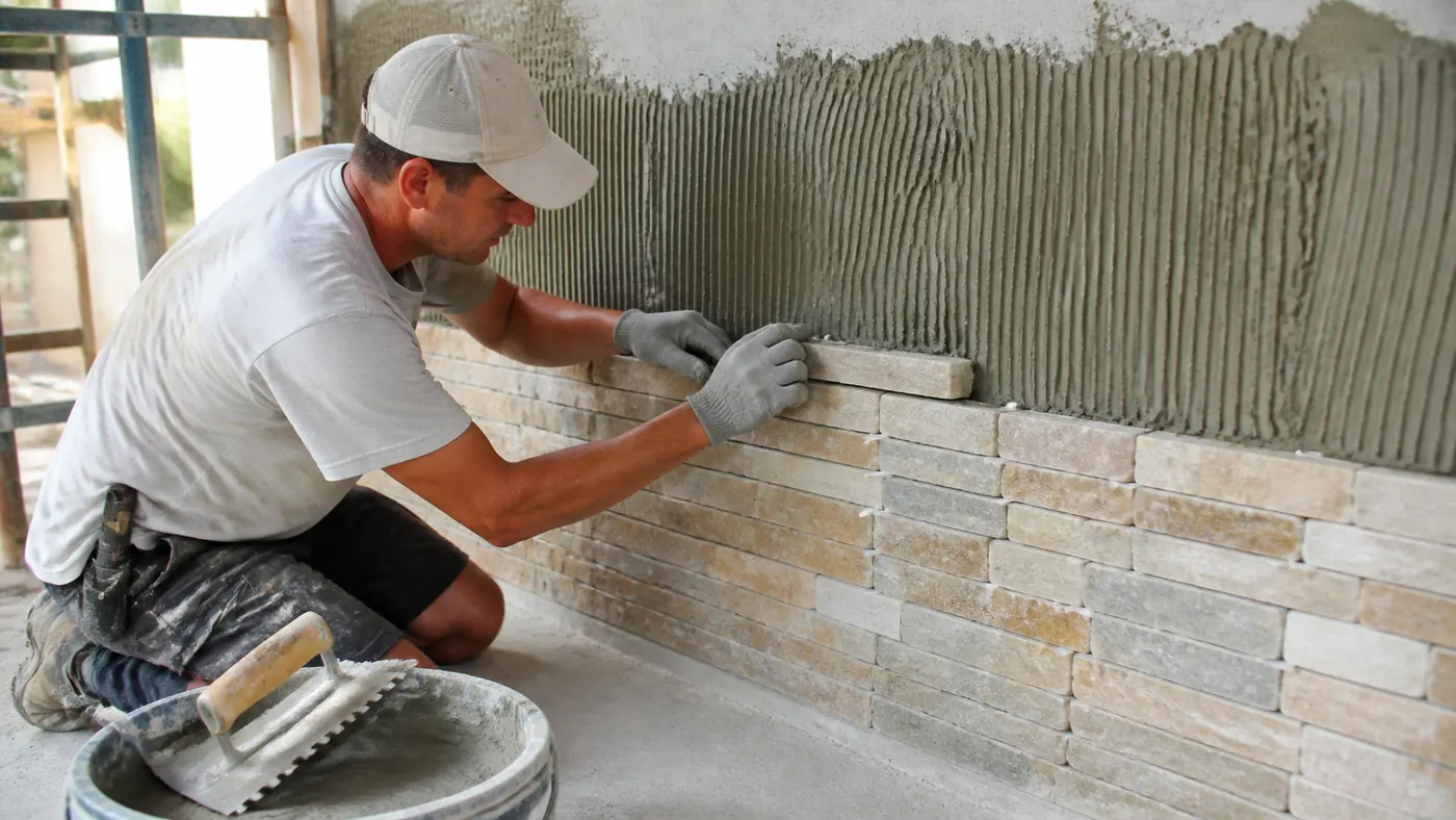 Quy trình ốp tường sa thạch theo hàng mốc
